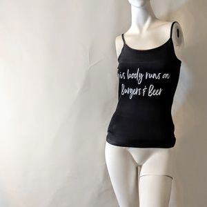 Tops - This Body Runs On Burgers & Beer Long Cami sz M Tops - This Body Runs On Burgers & Beer Long Cami sz M